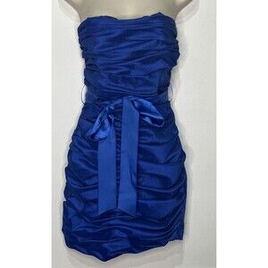 Lets Fashion Ruched Strapless Dress Blue Size Large
